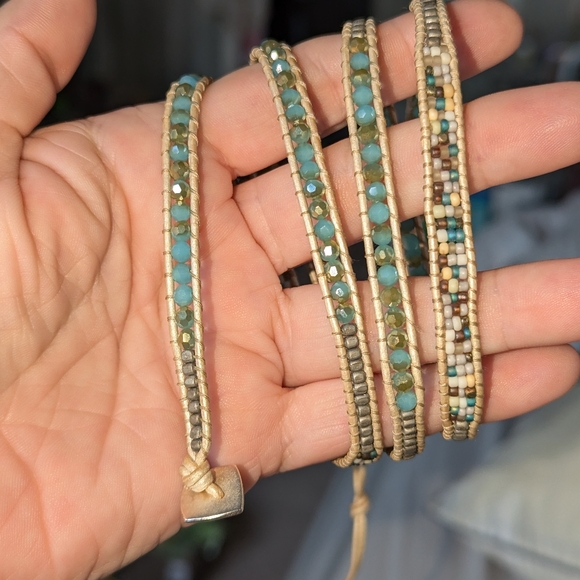 Nakomal Amazonite Bracelet with natural stones - 5x wrap - Picture 5 of 16